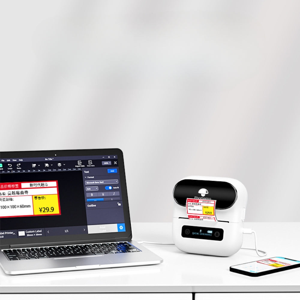 Thermal Sticker Printer - USB-C Charging Port