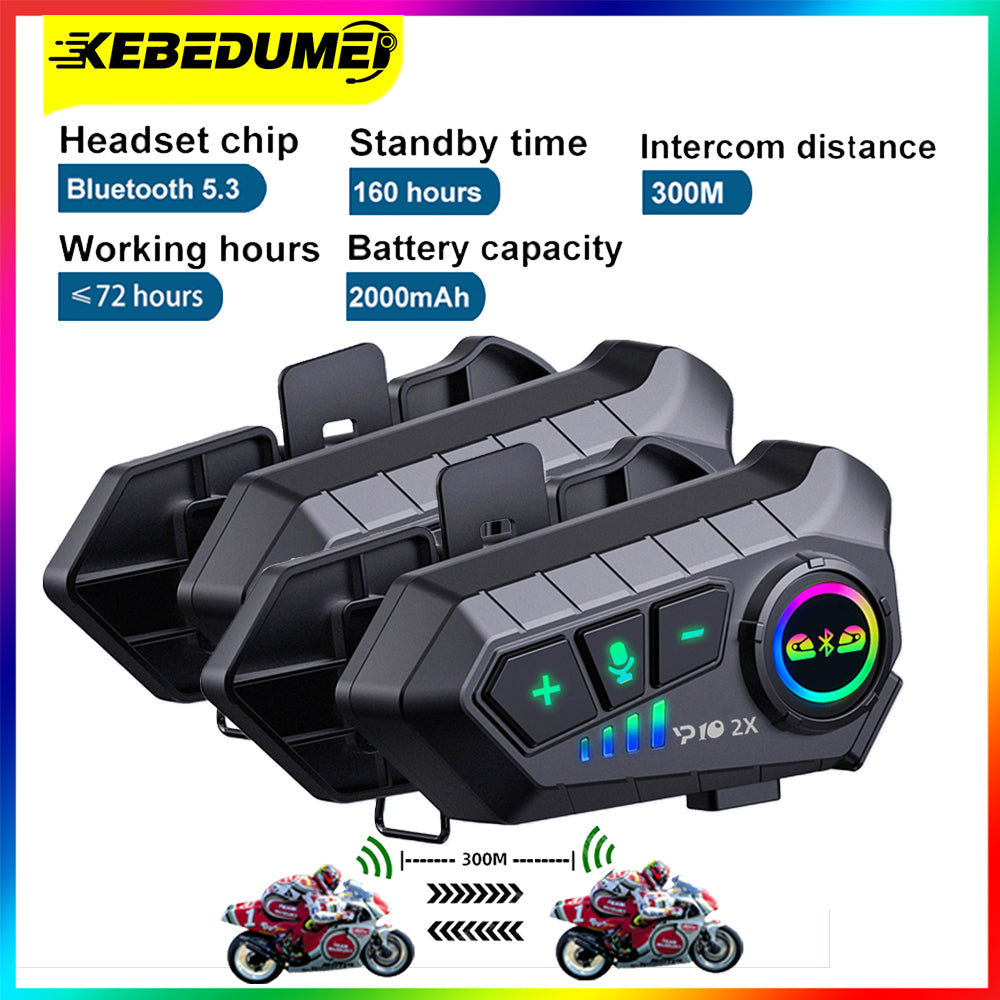 Bluetooth Motorcycle Helmet Intercom - 300M Wireless Range