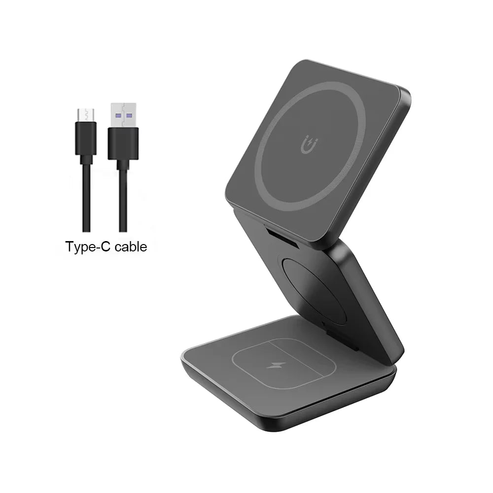 3-in-1 Foldable Magnetic Wireless Charger – iPhone, Apple Watch & AirPods