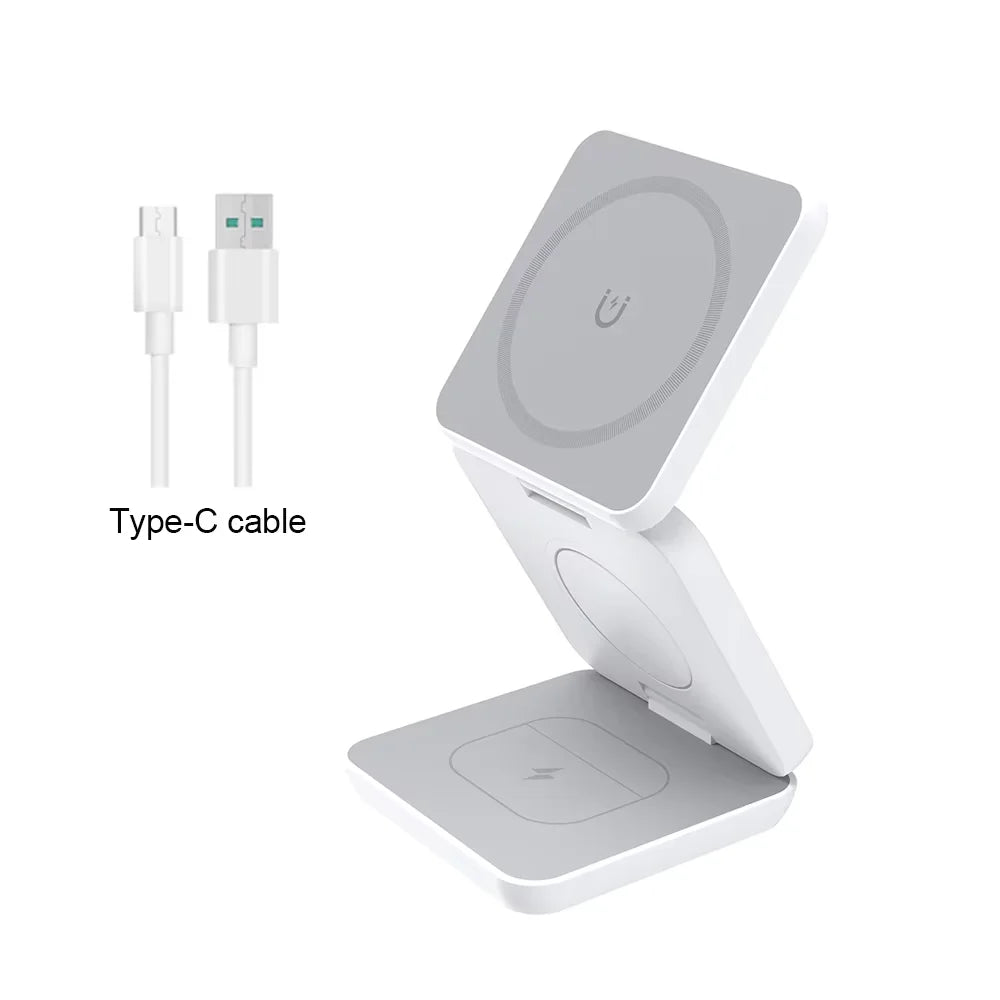 3-in-1 Foldable Magnetic Wireless Charger – iPhone, Apple Watch & AirPods