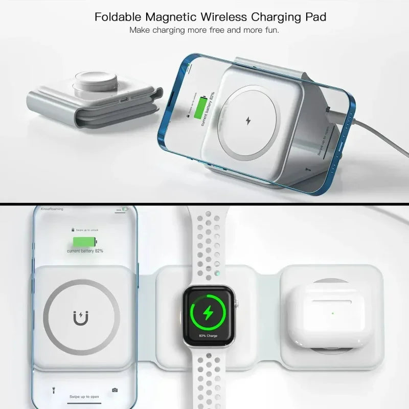 3-in-1 Foldable Magnetic Wireless Charger – iPhone, Apple Watch & AirPods