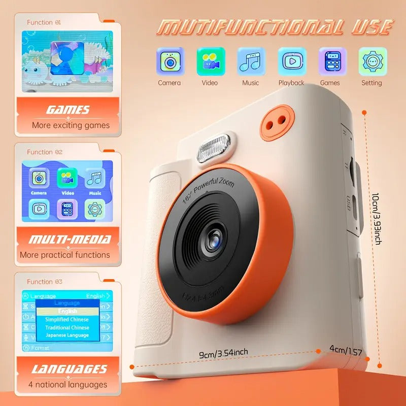 Kids Print Camera - Fun Dual Lens Design for Children